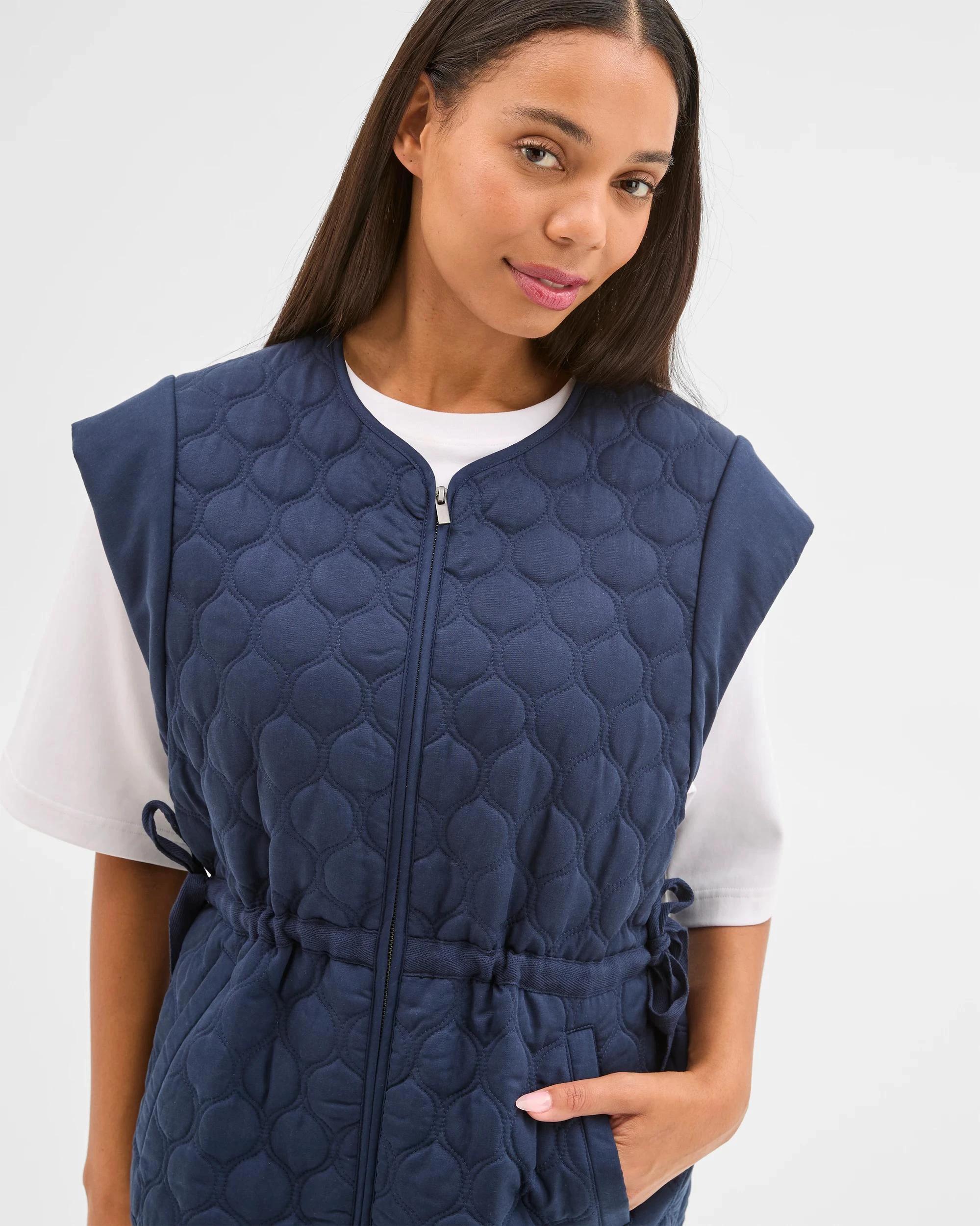 5 Target Woman Sleeveless Zip Through Front Quilted Vest NAVY BLUE, 5 of 10