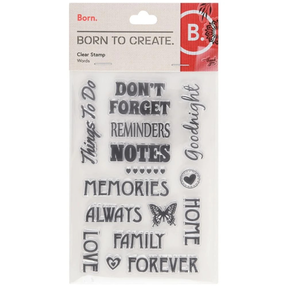 1 Born Clear Acrylic Sheet Stamps Words 105 x 155 mm, 1 of 2