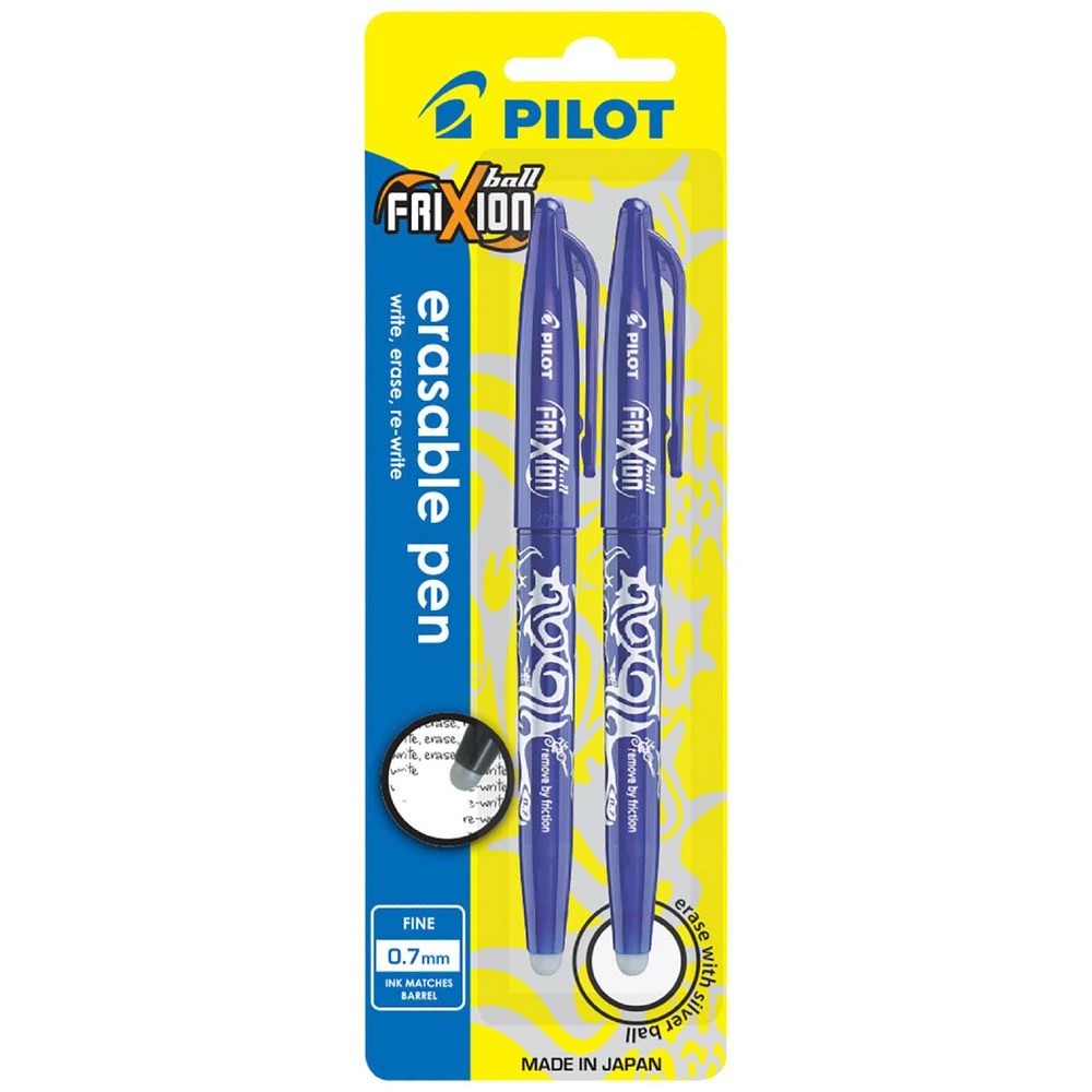 1 PILOT Frixion Ball Erasable Gel Pens 0.7mm Blue 2 Pack, 1 of 5