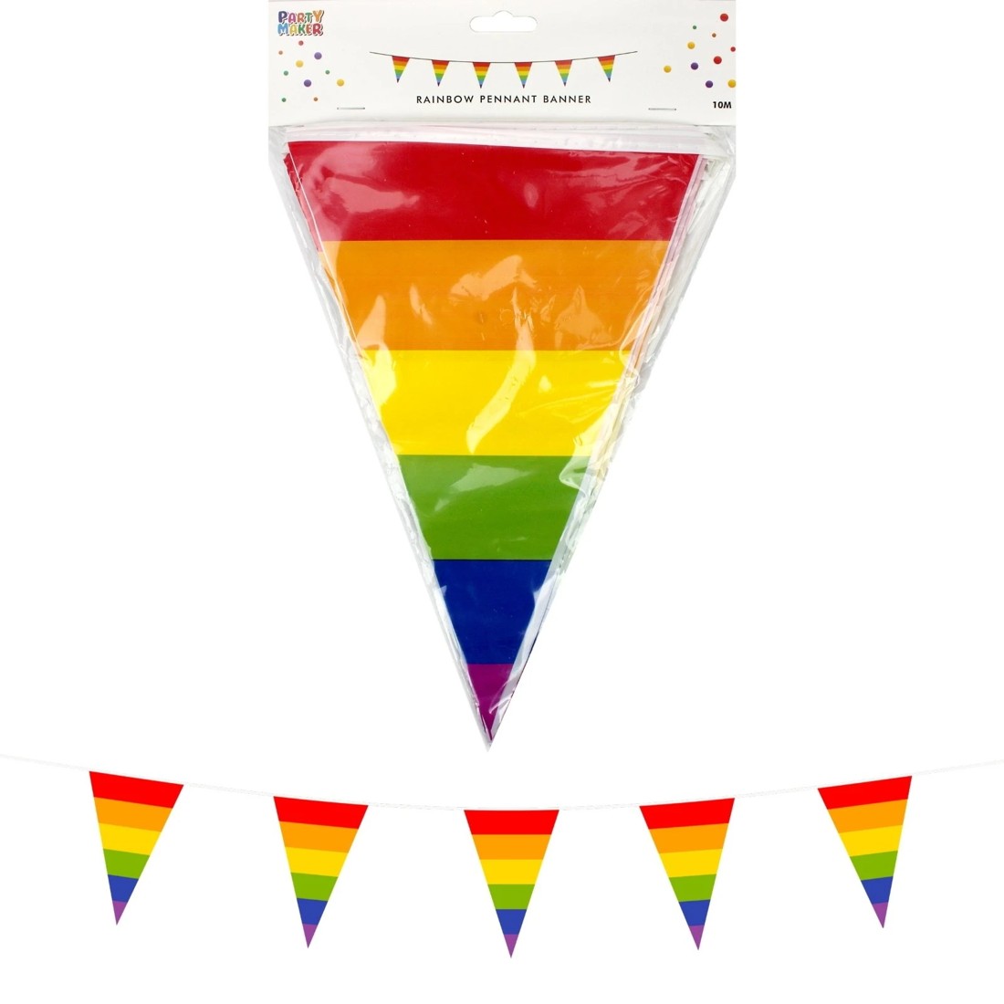 1 Party Maker Rainbow Plastic Flag Banner 10m, 1 of 1