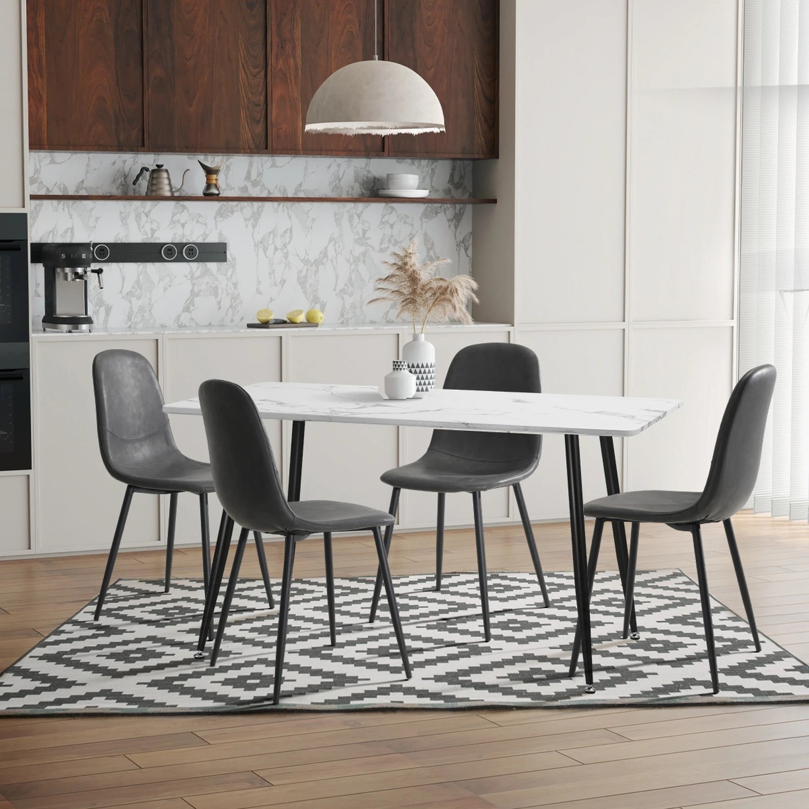 3 Oikiture 2x Dining Chairs Kitchen Accent Chair Lounge Room Pu Leather
 - Grey, 3 of 10