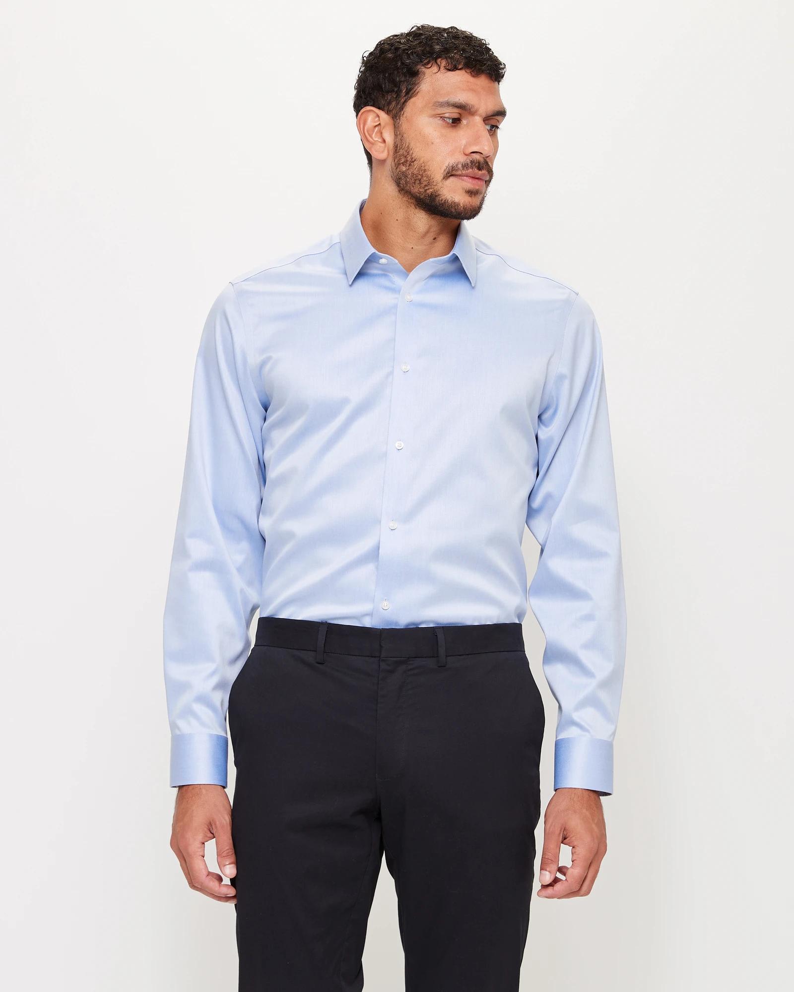 1 Non Iron Long Sleeve Business Shirt - Preview BLUE, 1 of 6