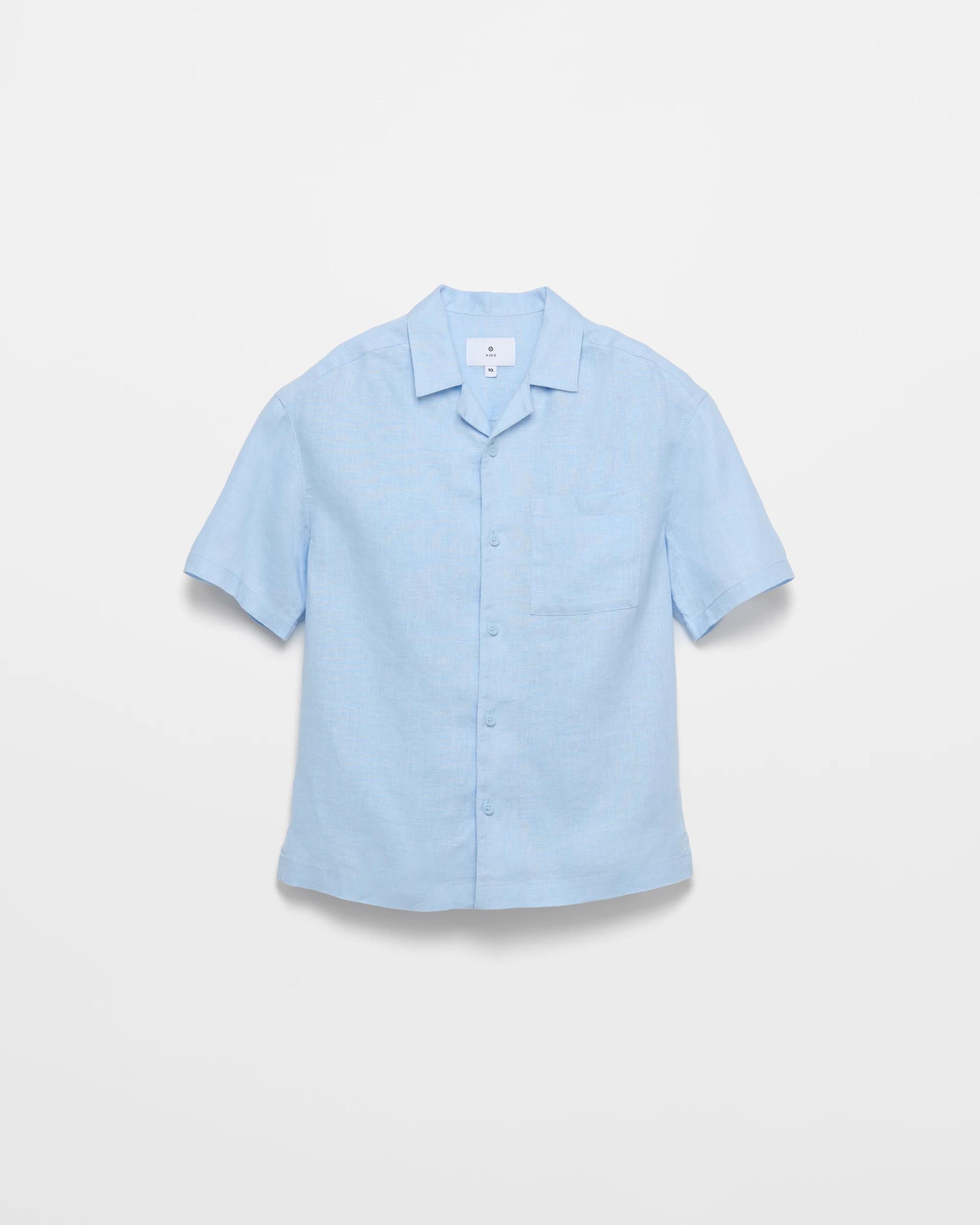 6 Target European Linen Short Sleeve Shirt BLUE, 6 of 6