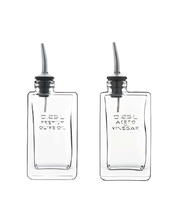 Luigi Bormioli 2pc Optima Vinegar & Oil Bottles With Easy Pour Spouts 250ml - Clear