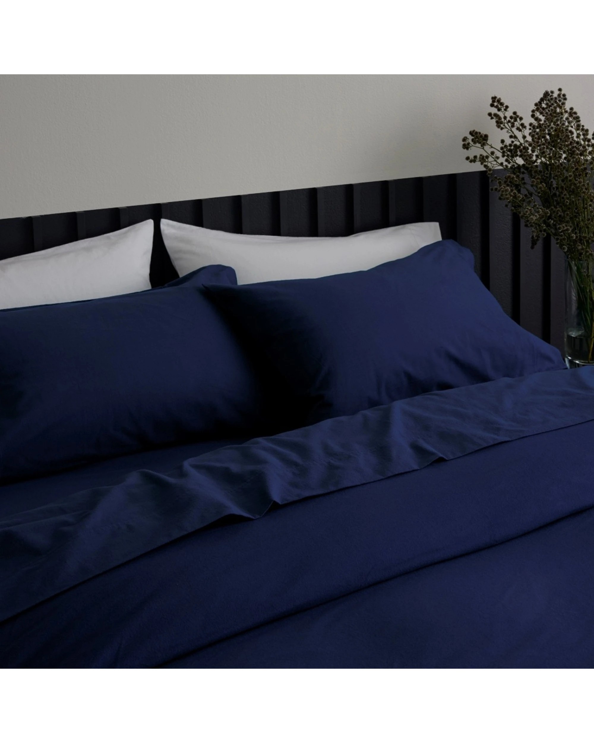 4 Bedding Co Organic Cotton Flannelette Quilt Cover Set Navy - Single Bed - Blue, 4 of 5