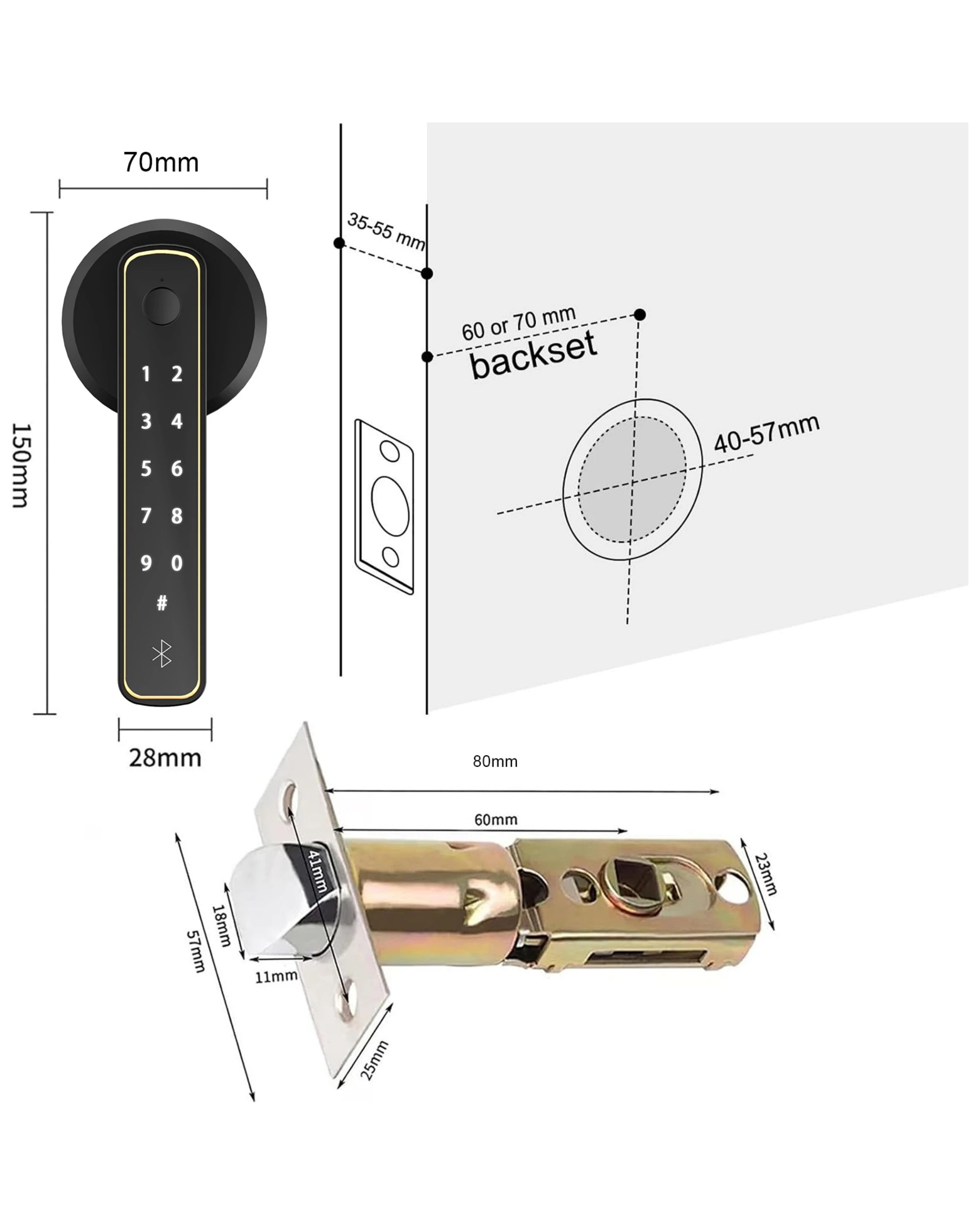 2 Advwin Fingerprint Smart Door Lock - Black, 2 of 7