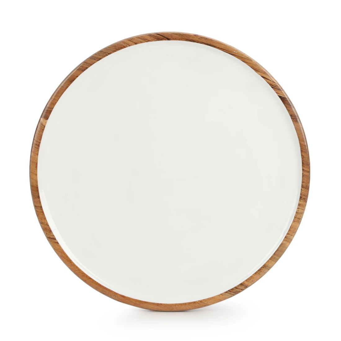 5 White Enamel and Acacia Wood Serve Stand, 5 of 7