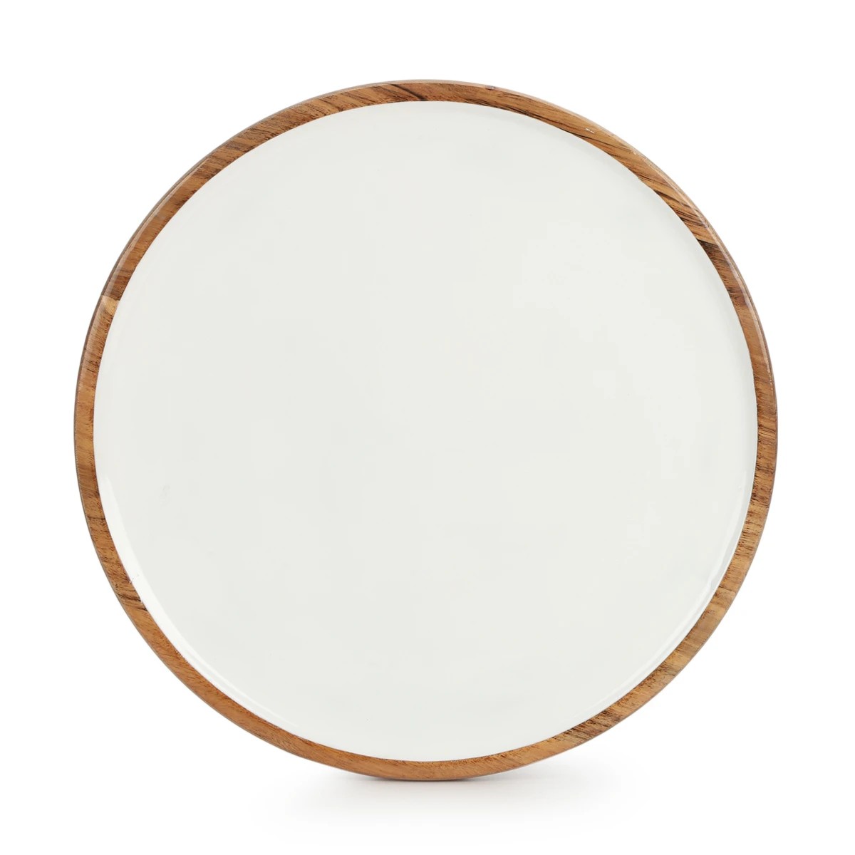 5 White Enamel and Acacia Wood Serve Stand, 5 of 7
