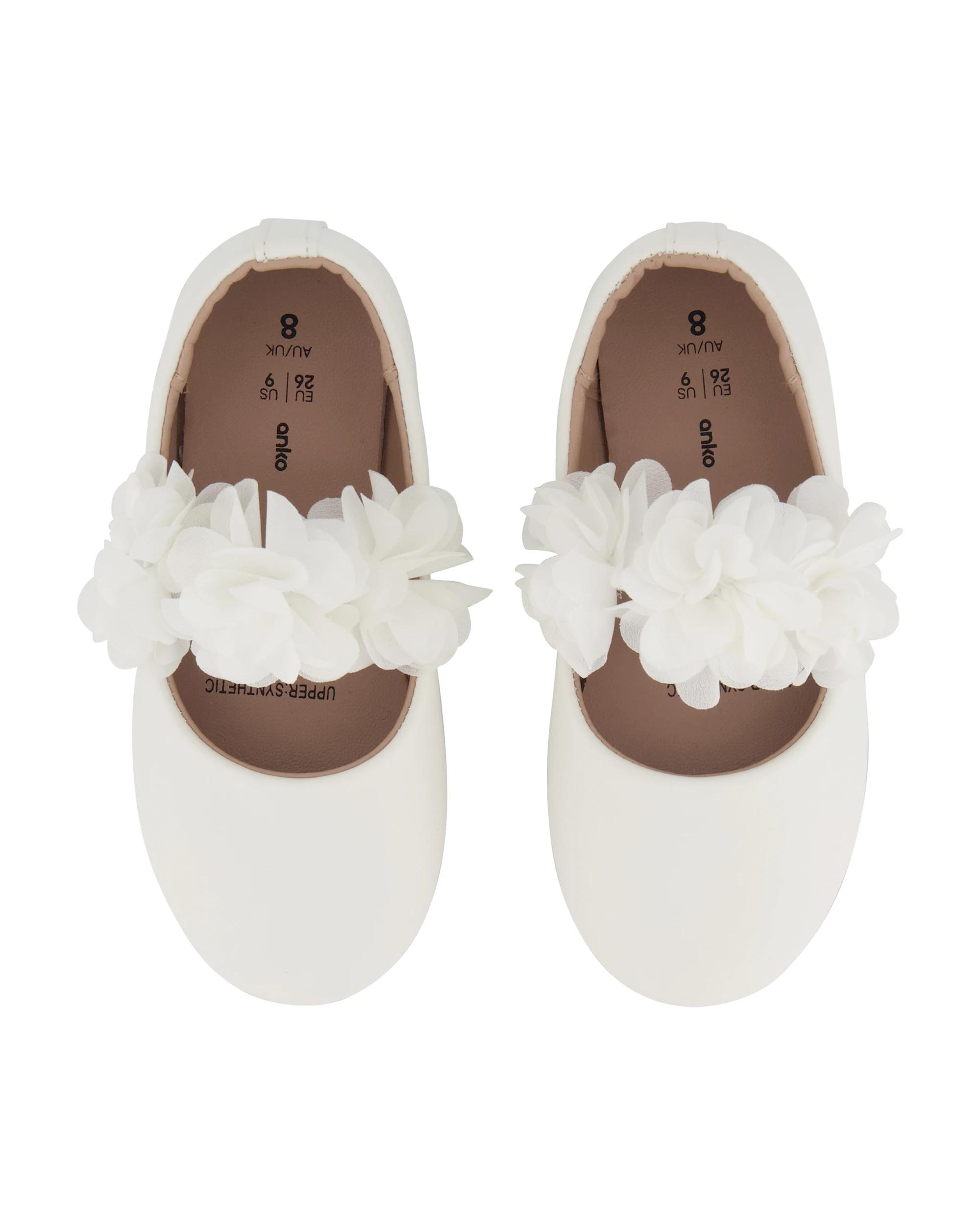 2 Junior Floral Flats White, 2 of 5