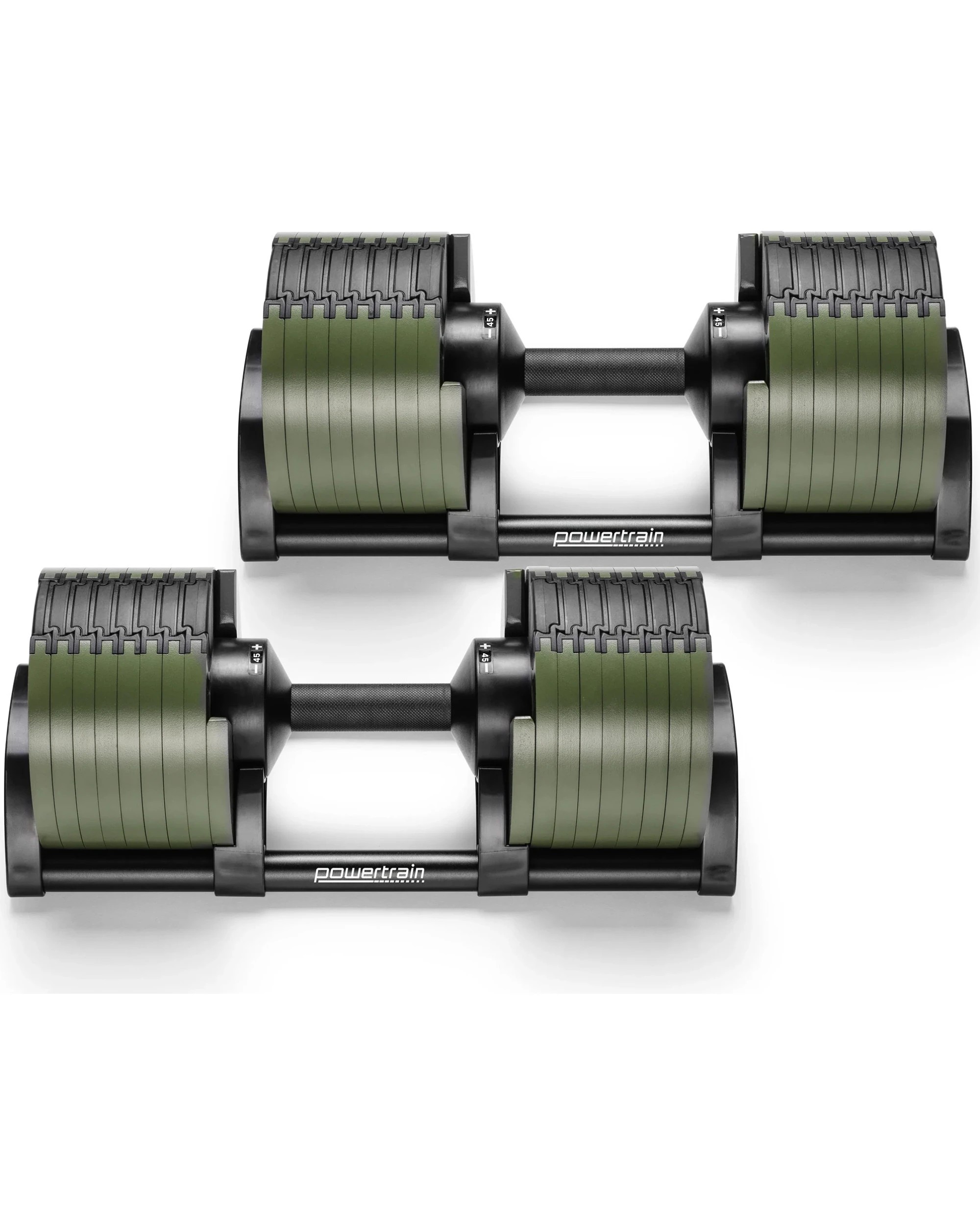 6 Powertrain Eon Green Dial Up 45KG Adjustable Dumbbell Pair with Stand 9 Weight Options - Green, 6 of 10