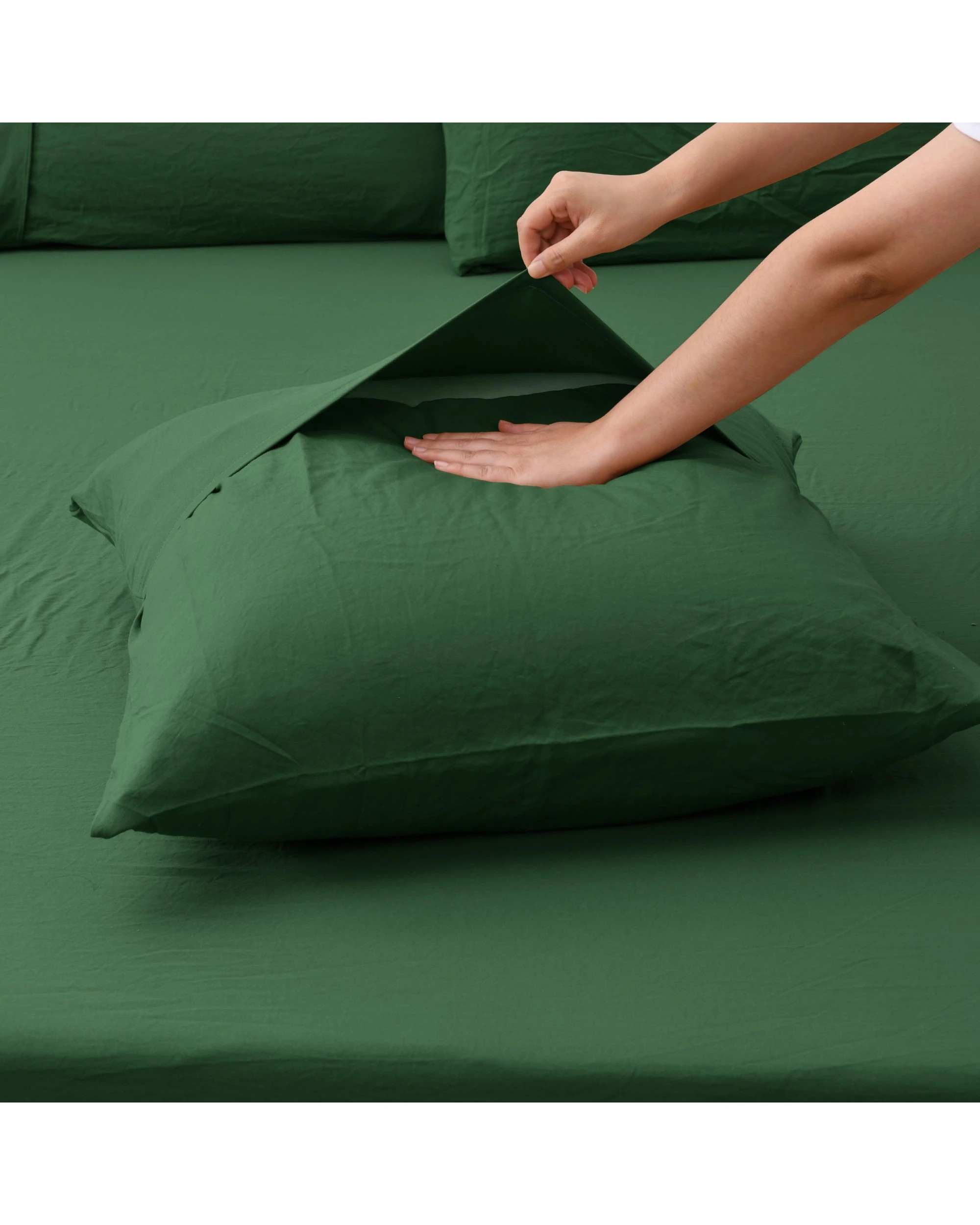 3 Dreamaker Superfine Washed Microfibre European Pillowcase - Hunter Green, 3 of 5