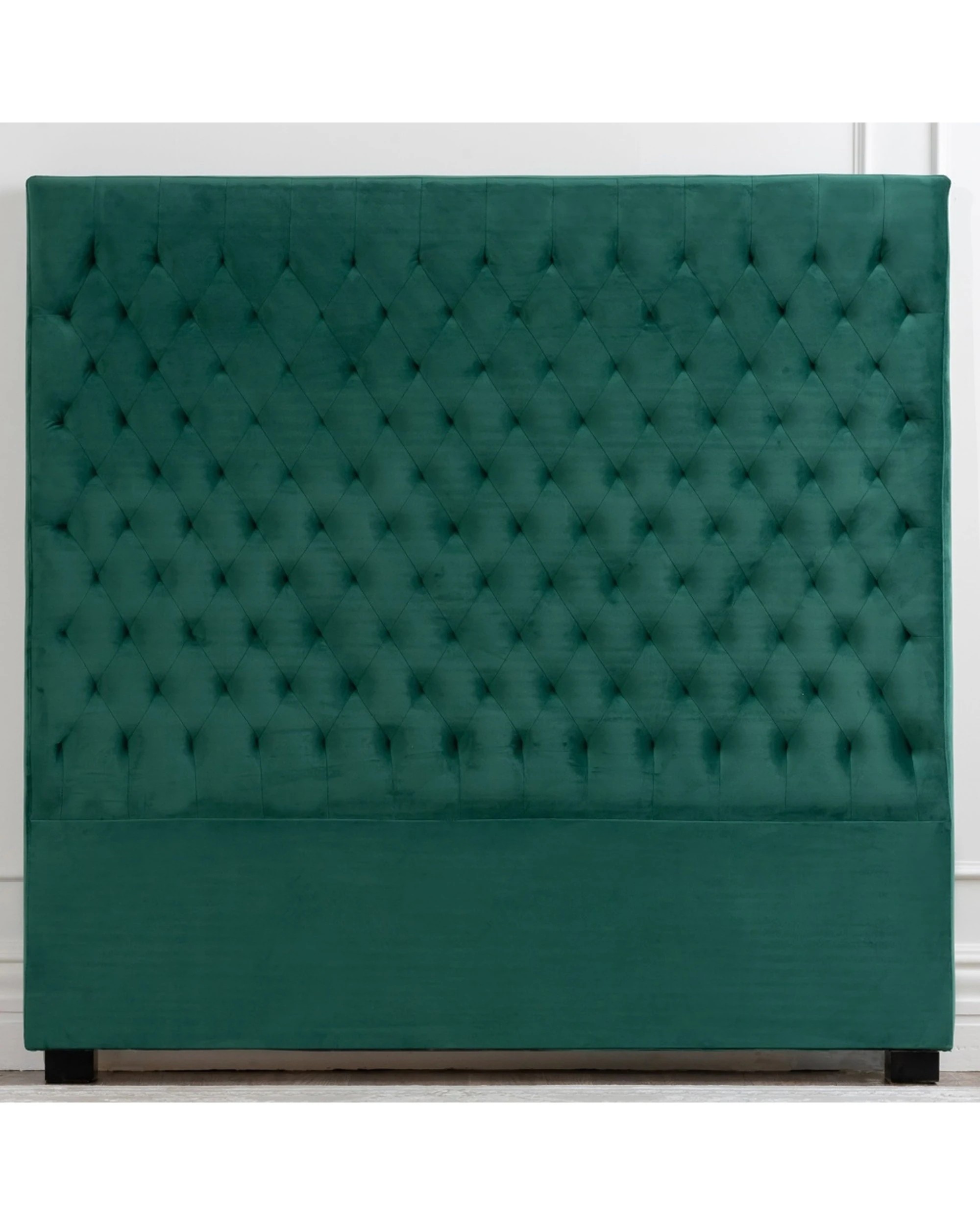 3 Bedding Co Velvet Luxe Bed Head Diamond Button Design Emerald - Queen Bed - Green, 3 of 6