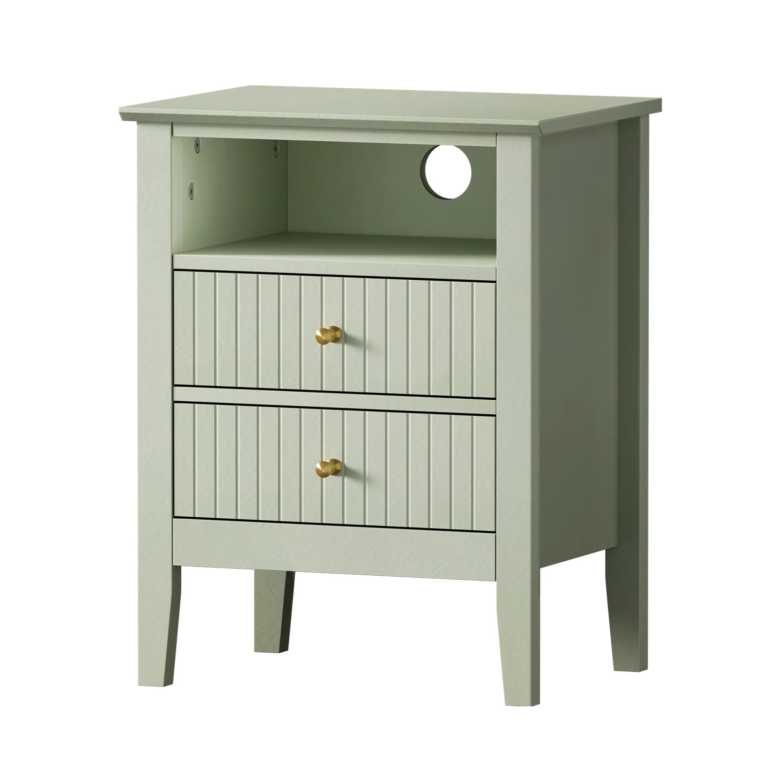 9 Oikiture Bedside Table Nightstand 2 Drawer with Shelf Storage Cabinet - Green, 9 of 9