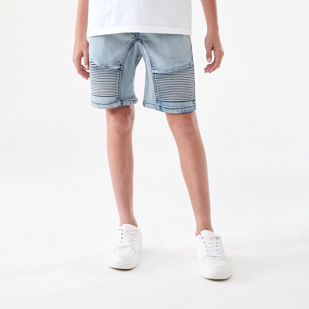 1 Pull On Denim Moto Shorts LIGHT STRETCH DENIM, 1 of 7