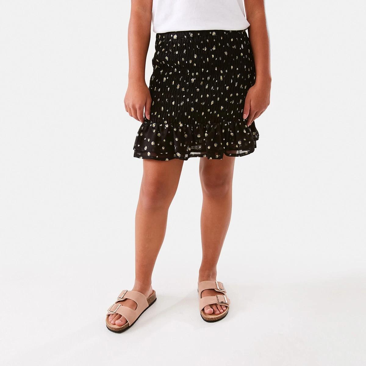 1 Shirred Skirt Daisy Blck, 1 of 8