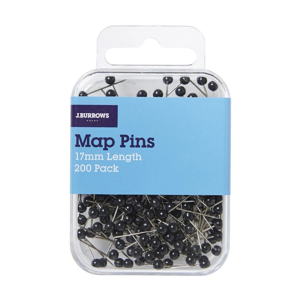 3 J.Burrows Map Pins Black 200 Pack, 3 of 3
