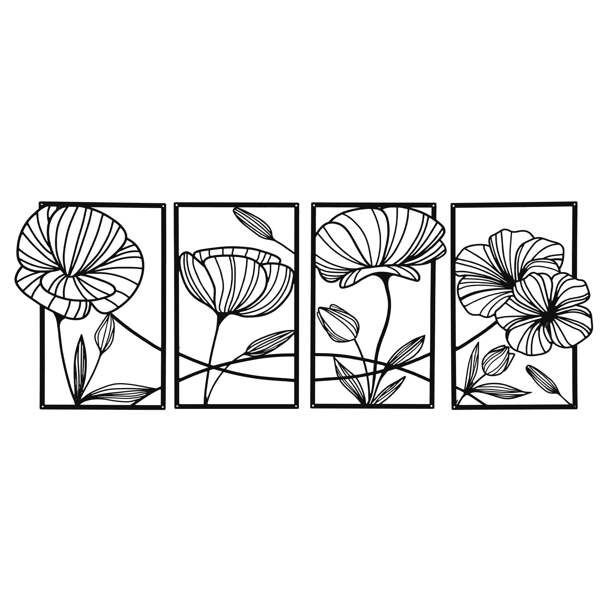 1 Yezi 4Pcs Metal Wall Decor Abstract Lotus Flower, 1 of 9