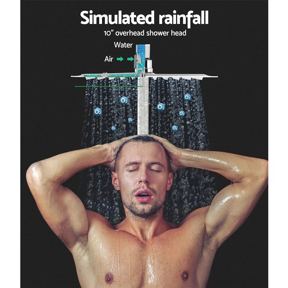 1 Cefito 10'' Rain Shower Head Set Handheld Square High Pressure Mixer Tap Chrome - Silver, 1 of 5