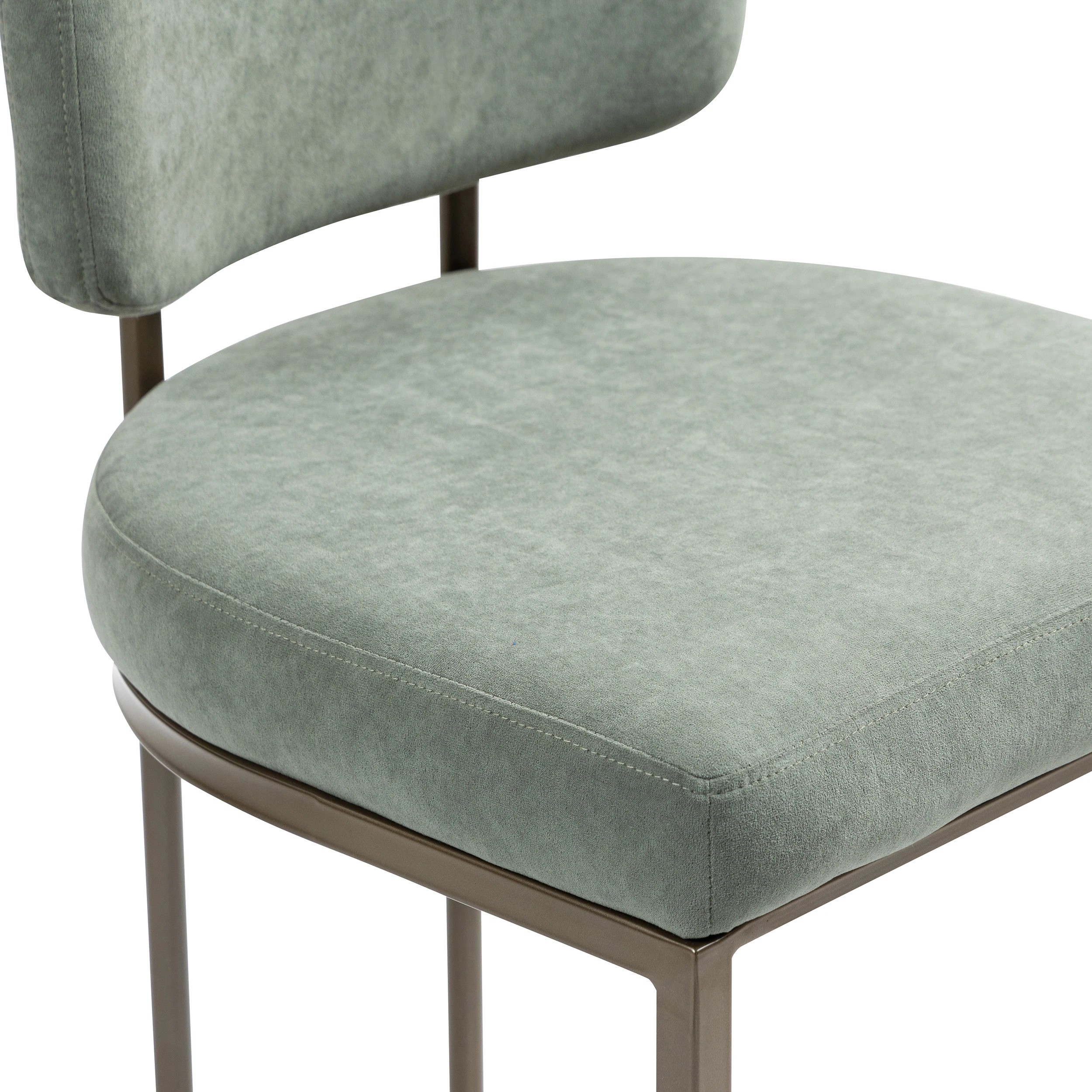 9 IHOMDEC Velvet Bar Stools with Metal Frame Set of 2 - Green - Green, 9 of 10