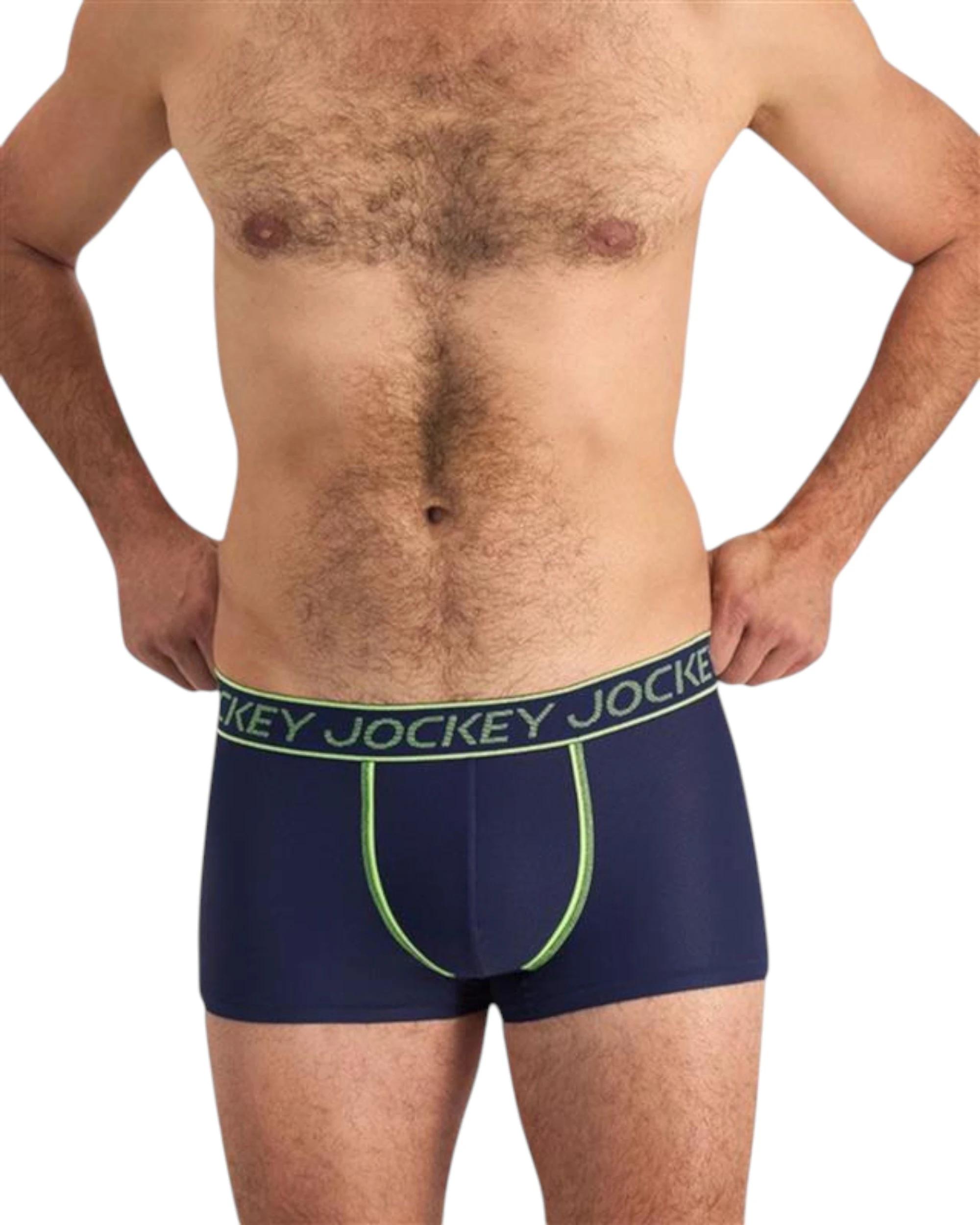 1 Jockey Mens Dry Impact Trunks Navy/ Green Underwear NAVY/GREEN, 1 of 3