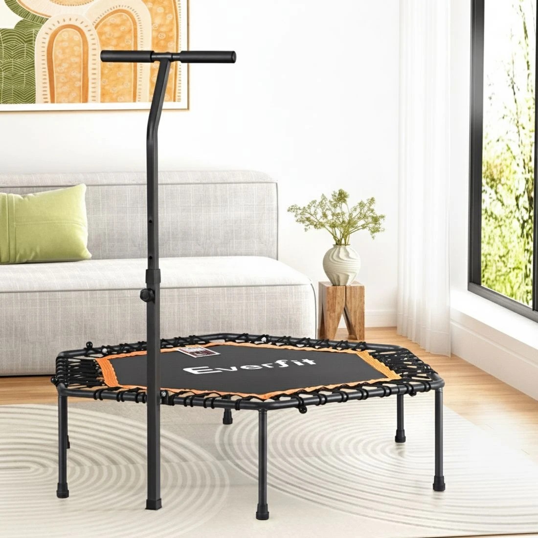 5 Everfit 51inch Hexagon Fitness Trampoline Rebounder Adjustable Handrail - Multi, 5 of 7