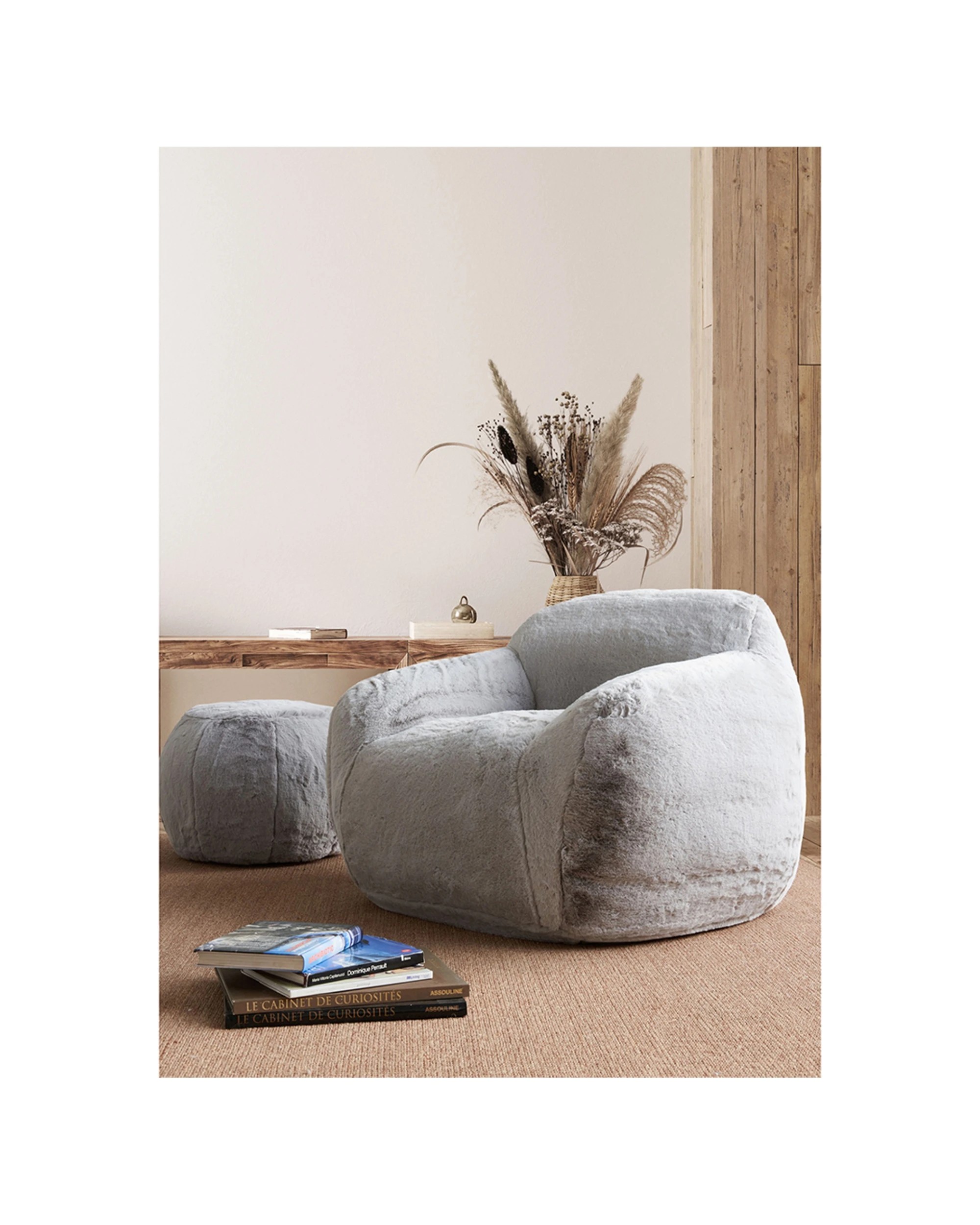 3 I Am Fake Faux Fur Large Polyester Fabric Cozy Chair Home Decor - Grey, 3 of 3
