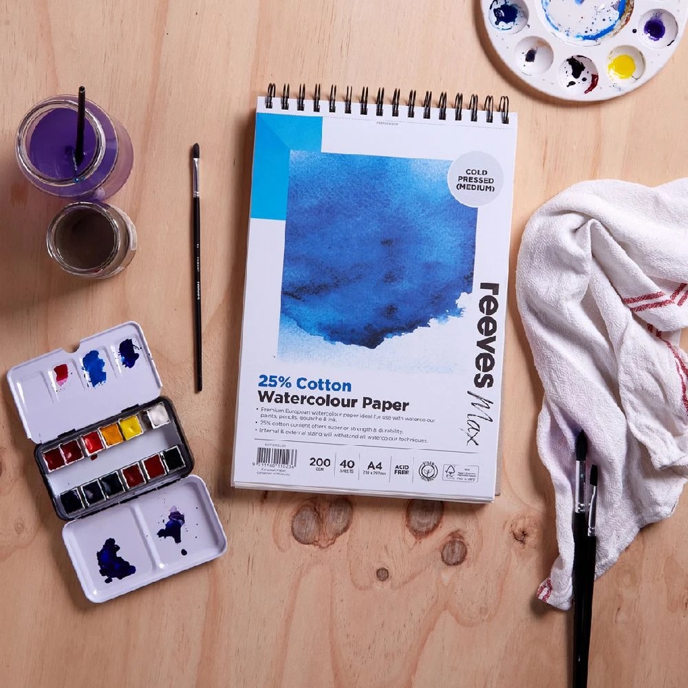 2 Reeves Max A4 Watercolour Pad 25% Cotton 200gsm 40 Sheets, 2 of 5