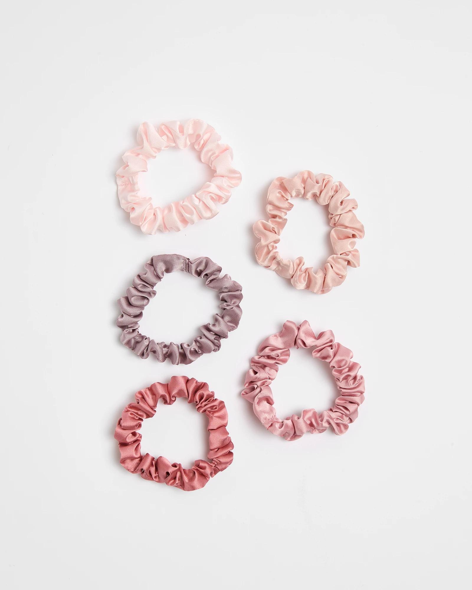 1 Target 5 Pack Satin Scrunchies PINK, 1 of 2