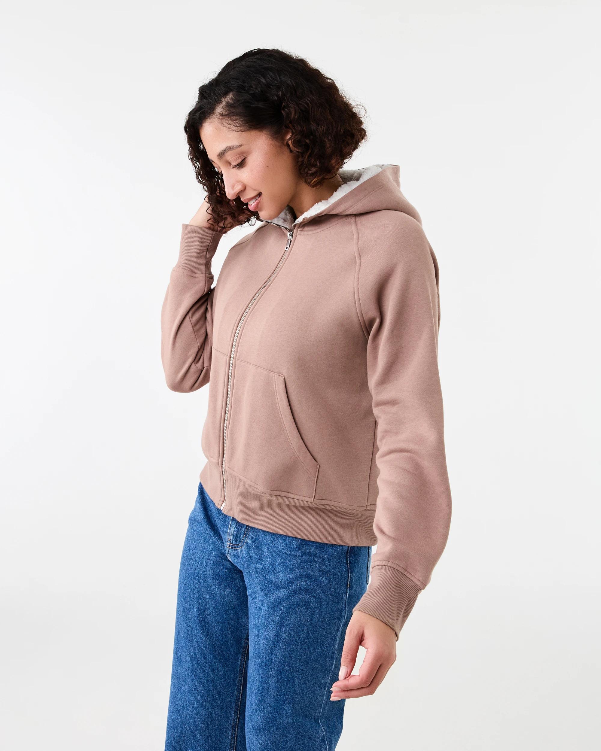 3 Long Sleeve Sherpa Zip Through Hoodie Snp Brn, 3 of 8