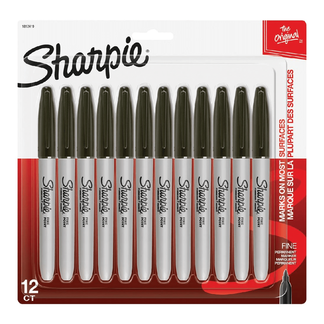 1 Sharpie Fine Permanent Markers Black 12 Pack, 1 of 9