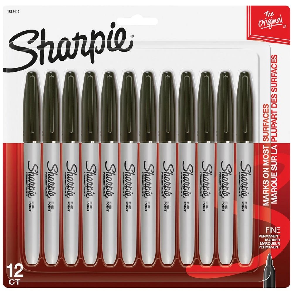 1 Sharpie Fine Permanent Markers Black 12 Pack, 1 of 9