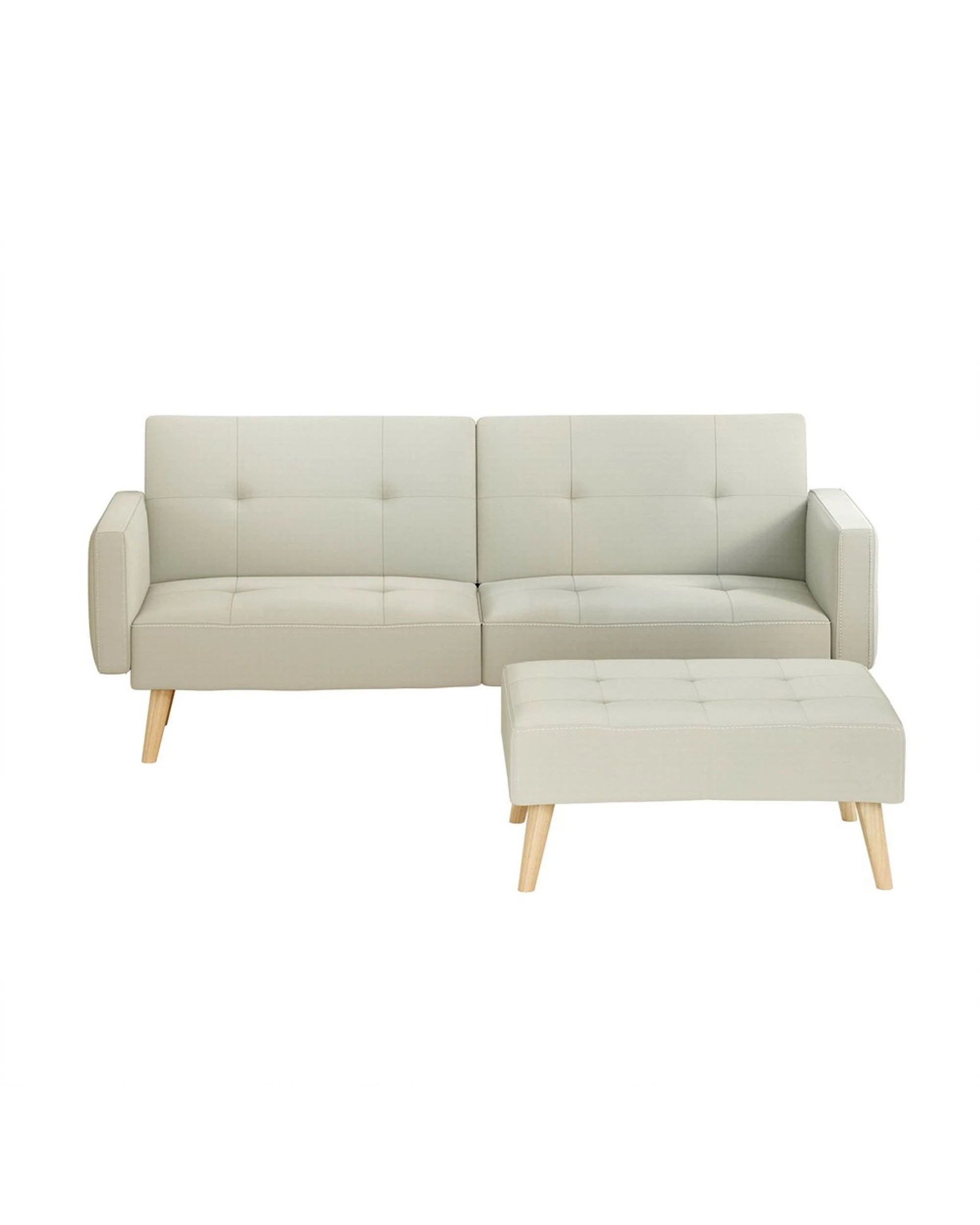 3 Artiss Sofa Bed Ottoman 3 Seater Fabric
 - White, 3 of 3