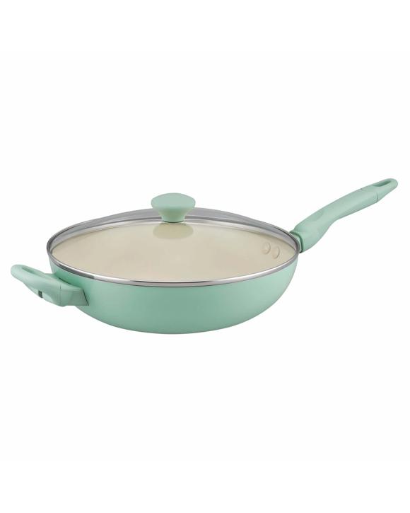 RACO SmartStart Ceramic Nonstick Induction Covered Stirfry With Helper Handle 30cm Lichen - Green