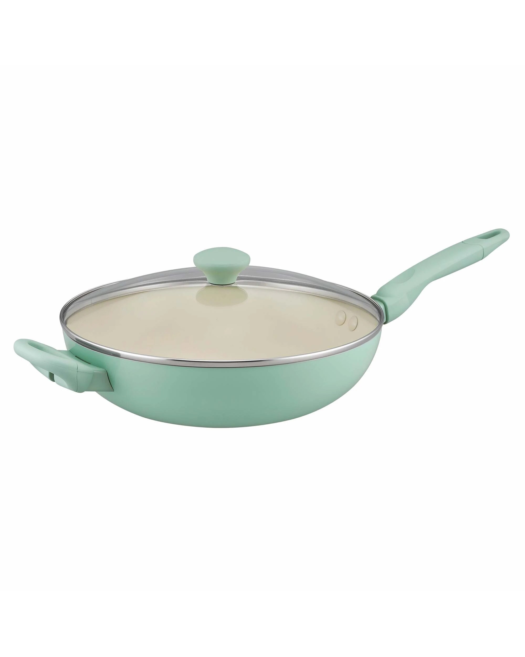 1 RACO SmartStart Ceramic Nonstick Induction Covered Stirfry With Helper Handle 30cm Lichen - Green, 1 of 2