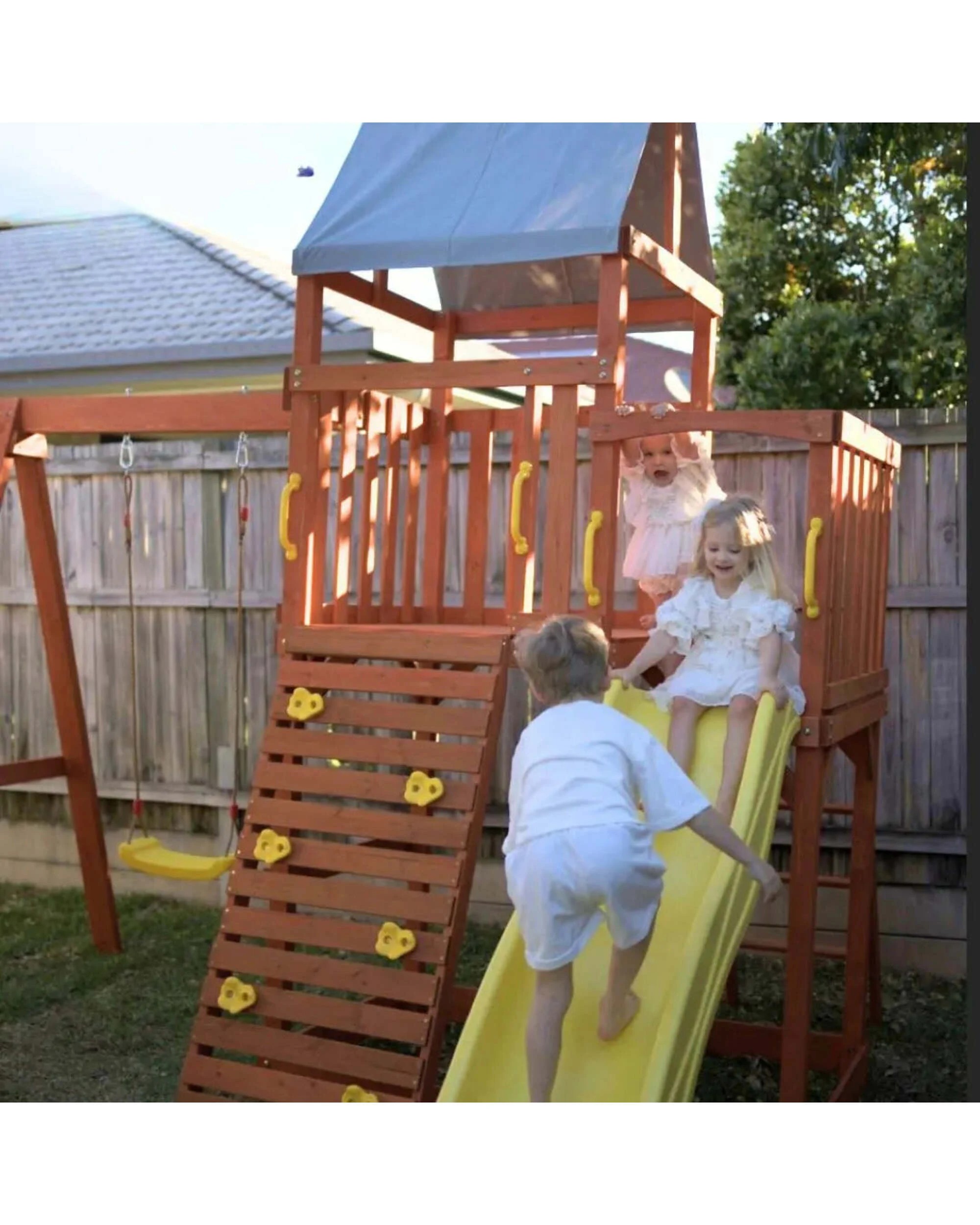 3 Hide & Seek Kids Georgia Swing Fort Cubby with Slide - Pearl Rose - Red, 3 of 5