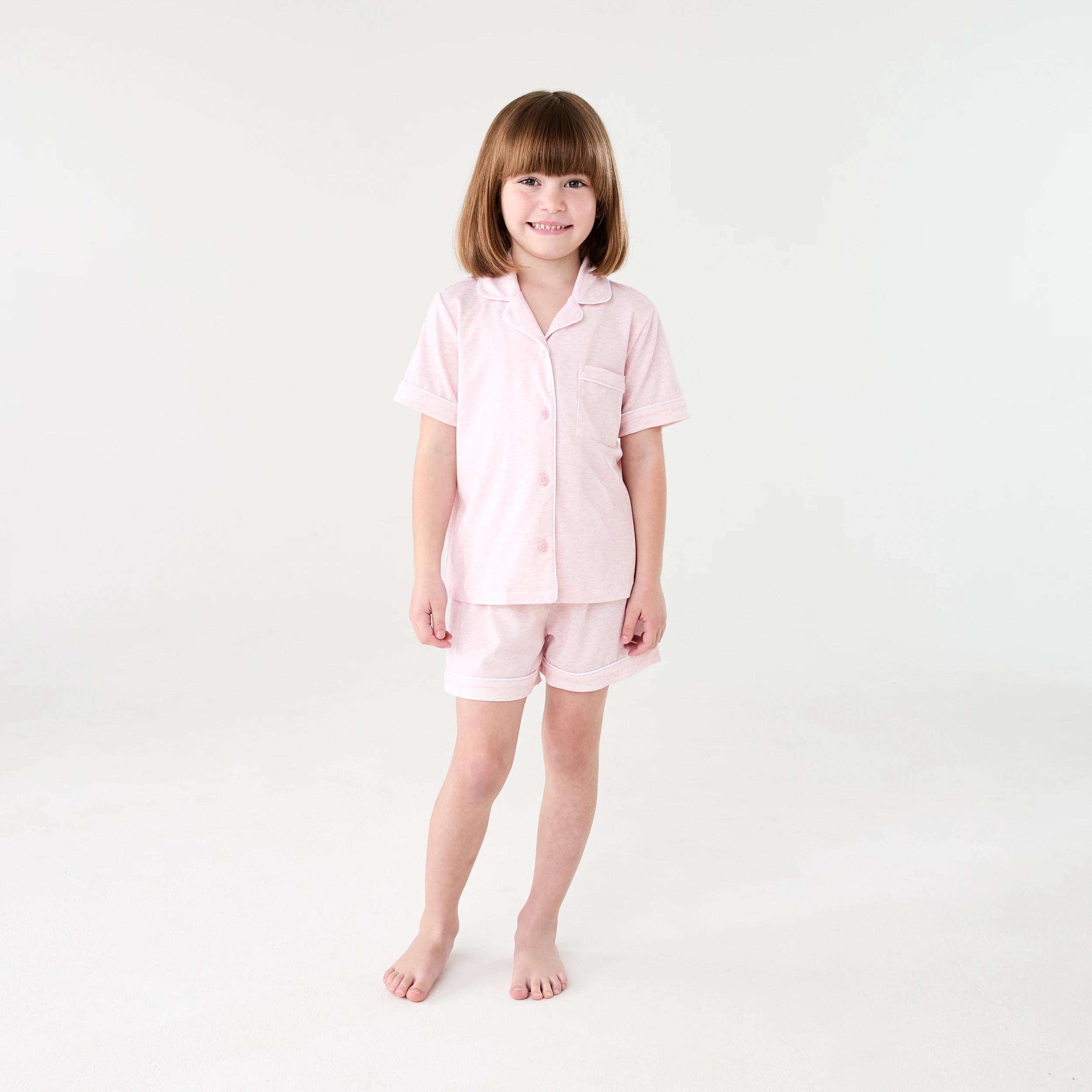 1 Short Sleeve Button Down Pyjama Set BABY PINK MARLE, 1 of 8