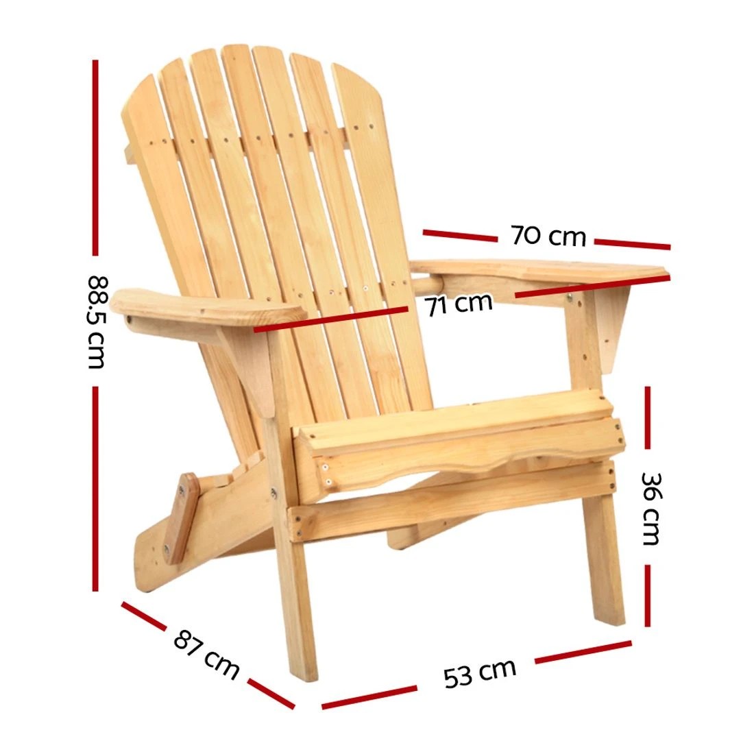 2 Gardeon Adirondack Outdoor Chairs - Natural, 2 of 10