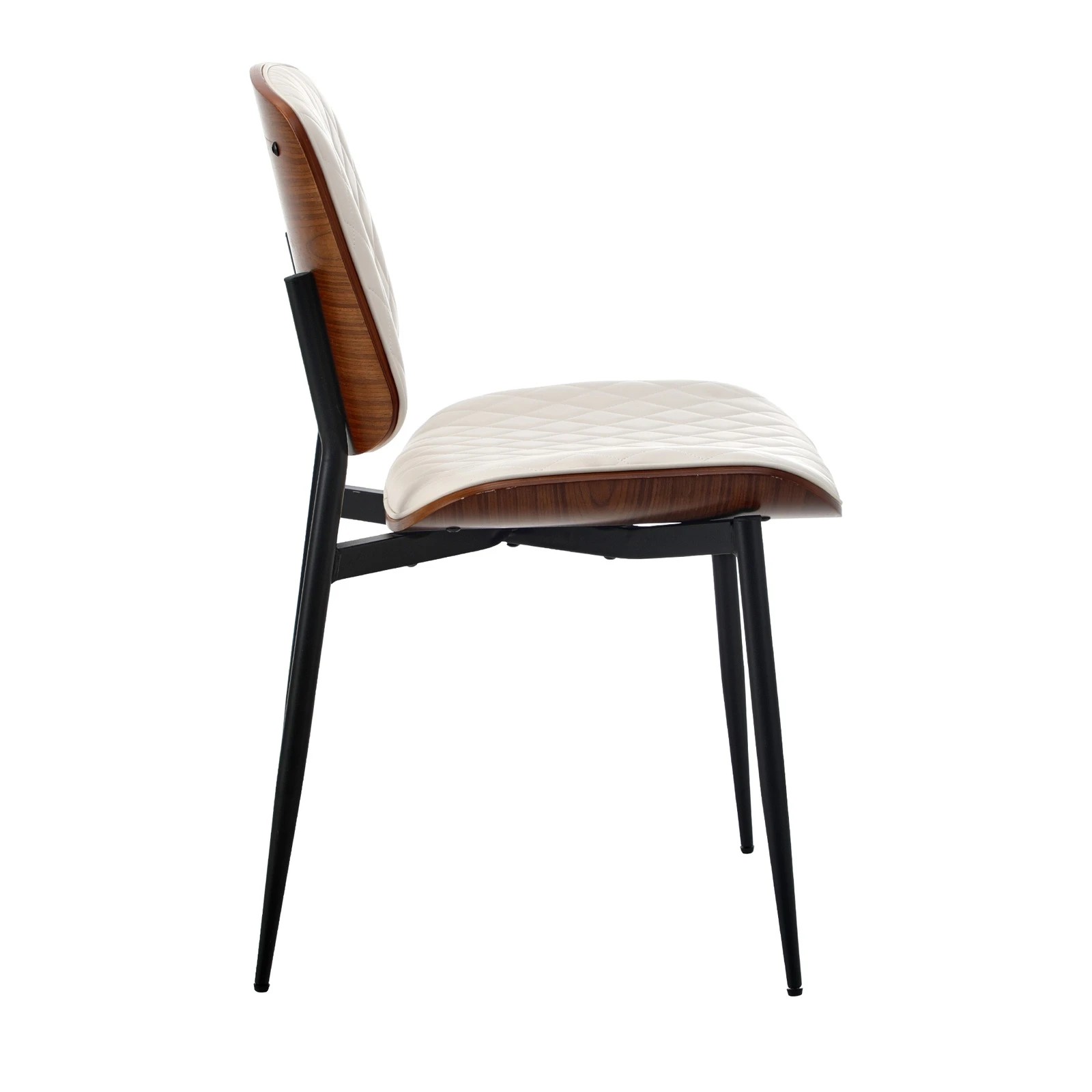 8 Oikiture 2x Dining Chairs Retro Faux Leather Solid Beech Wood Metal Legs
 - White, 8 of 10