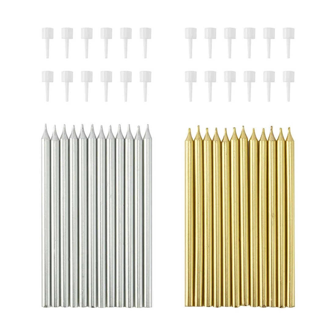 2 12 Pack Tall Gold Look & Silver Candles, 2 of 9