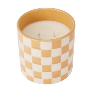 Fresh Pear and Freesia Check Ceramic Fragrant Candle