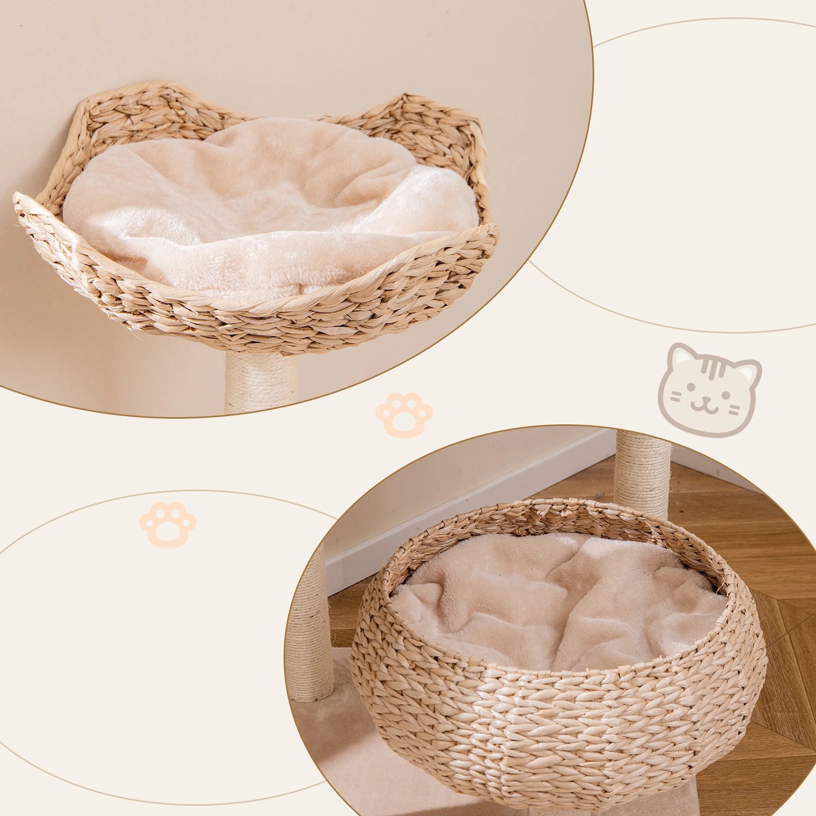 5 Costway Sisal Cat Tree Cat Scratching Post Private Cat Condo - Beige, 5 of 6