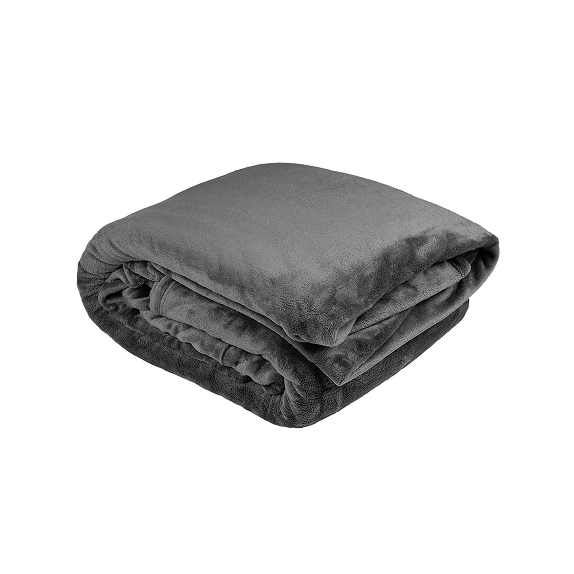 1 Bambury Solid Ultraplush Polyester Cosy Blanket Charcoal - King Bed - Grey, 1 of 5