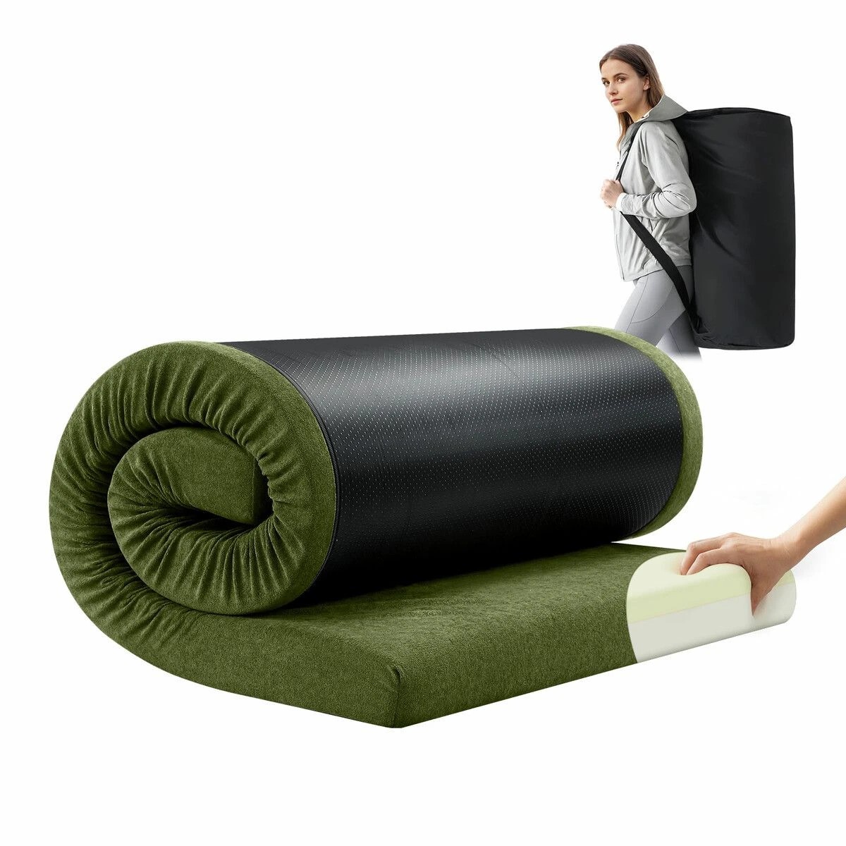 3 OGL Single Foam Mattress Camping Floor Cushion Mat Portable Green, 3 of 6