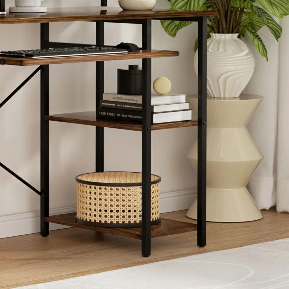 6 Artiss Computer Desk Laptop Desks Home Office Study Table Open Shelf  120CM - Brown, 6 of 6