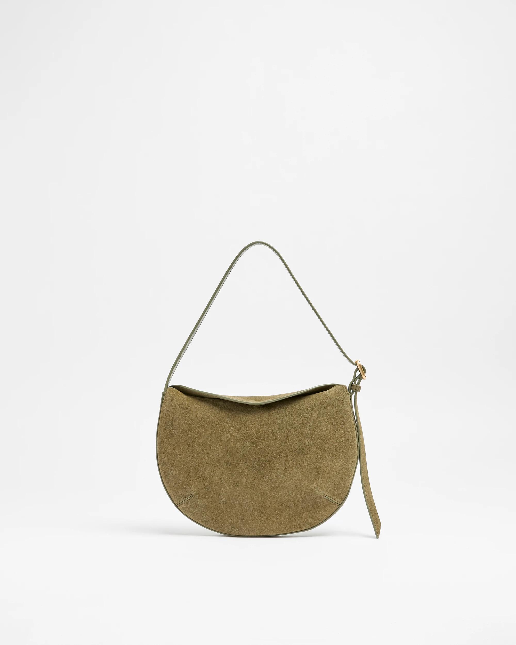 1 Target Premium Suede Leather Crescent Shoulder Bag KHAKI, 1 of 3