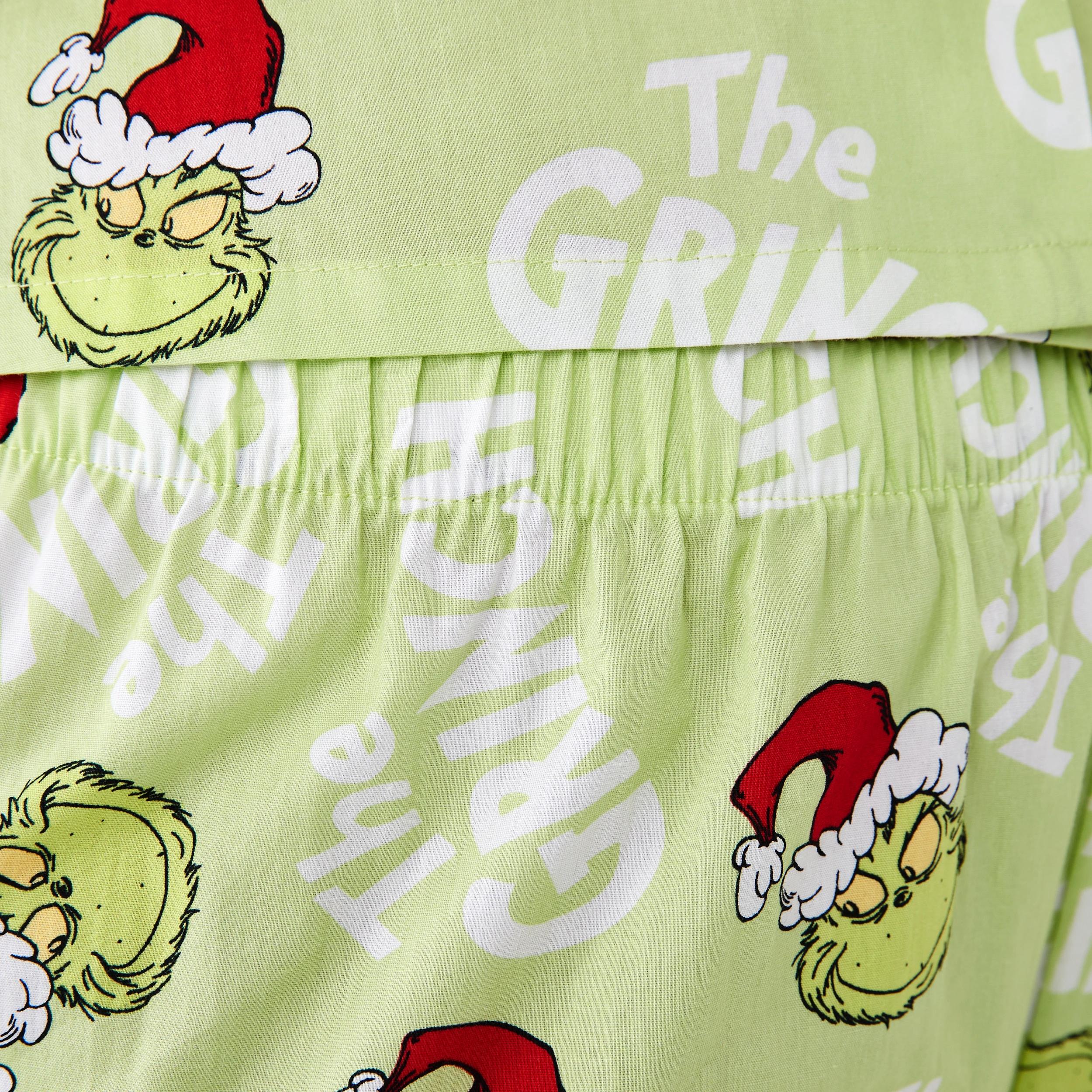 6 The Grinch License Christmas Frill Woven Boxy Family Matching Pyjama Set XMAS FAMILY GRINCH LETTUCE GREEN, 6 of 7