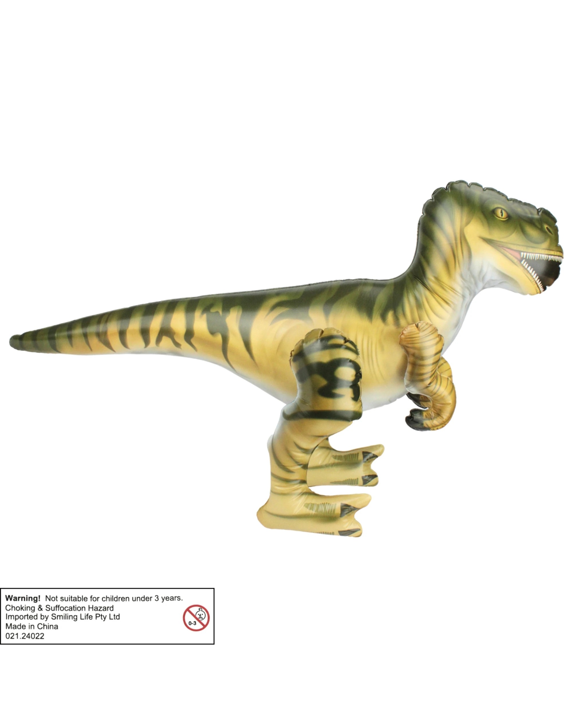 3 Partyrama Inflatable Velociraptor Dinosaur - Beige, 3 of 3
