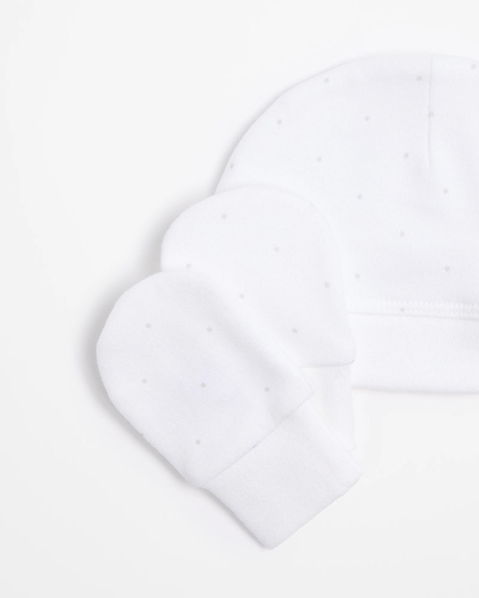 2 Target Baby Organic Cotton Unisex Beanie & Mitten Set — Grey Marle Spot, Newborn (0000 / Up To 4 Kg) WHITE SPOT, 2 of 2