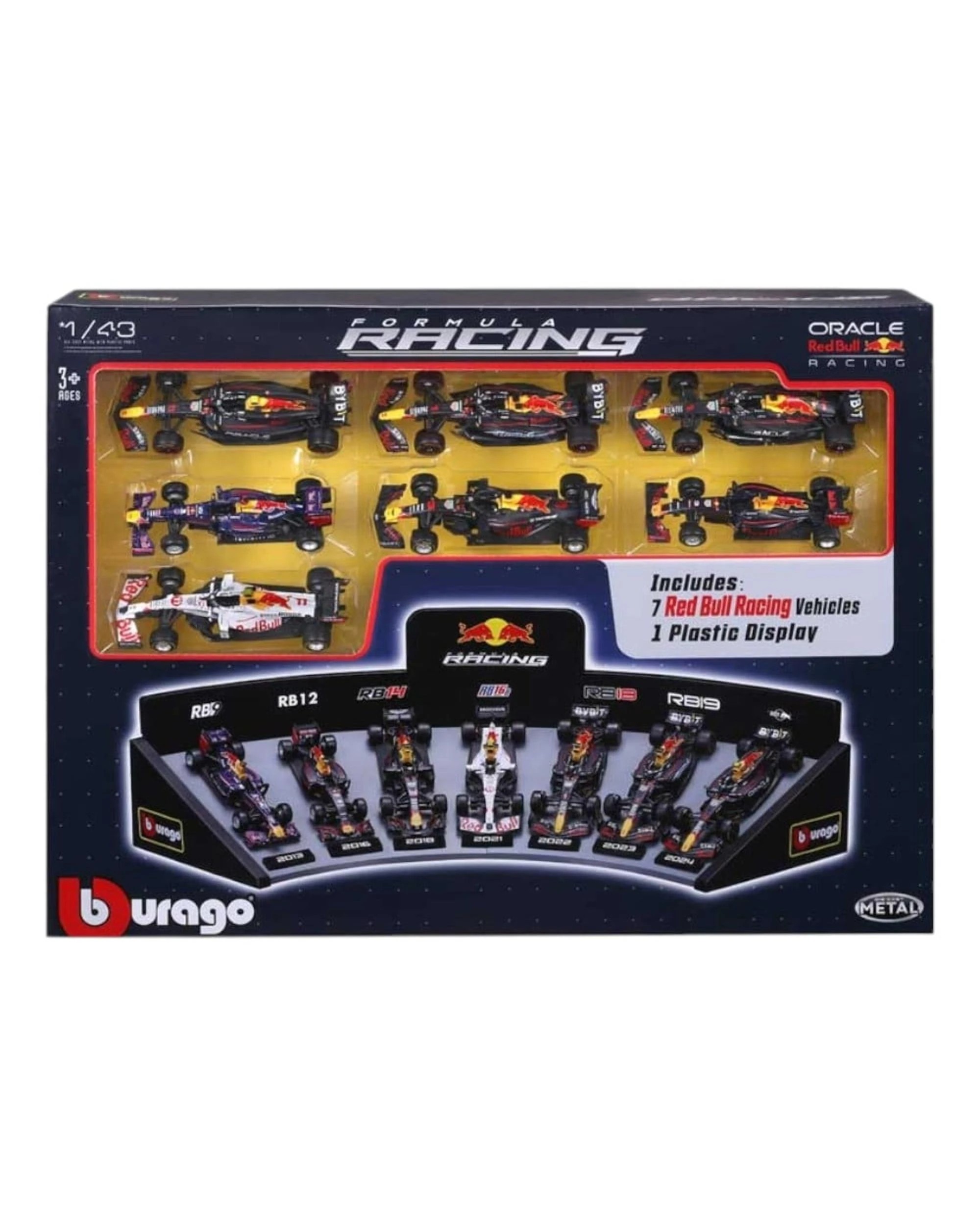 1 Bburago Formula Racing 1:43 Red Bull 7 Piece Collection with Display Stand Gift Set, 1 of 1