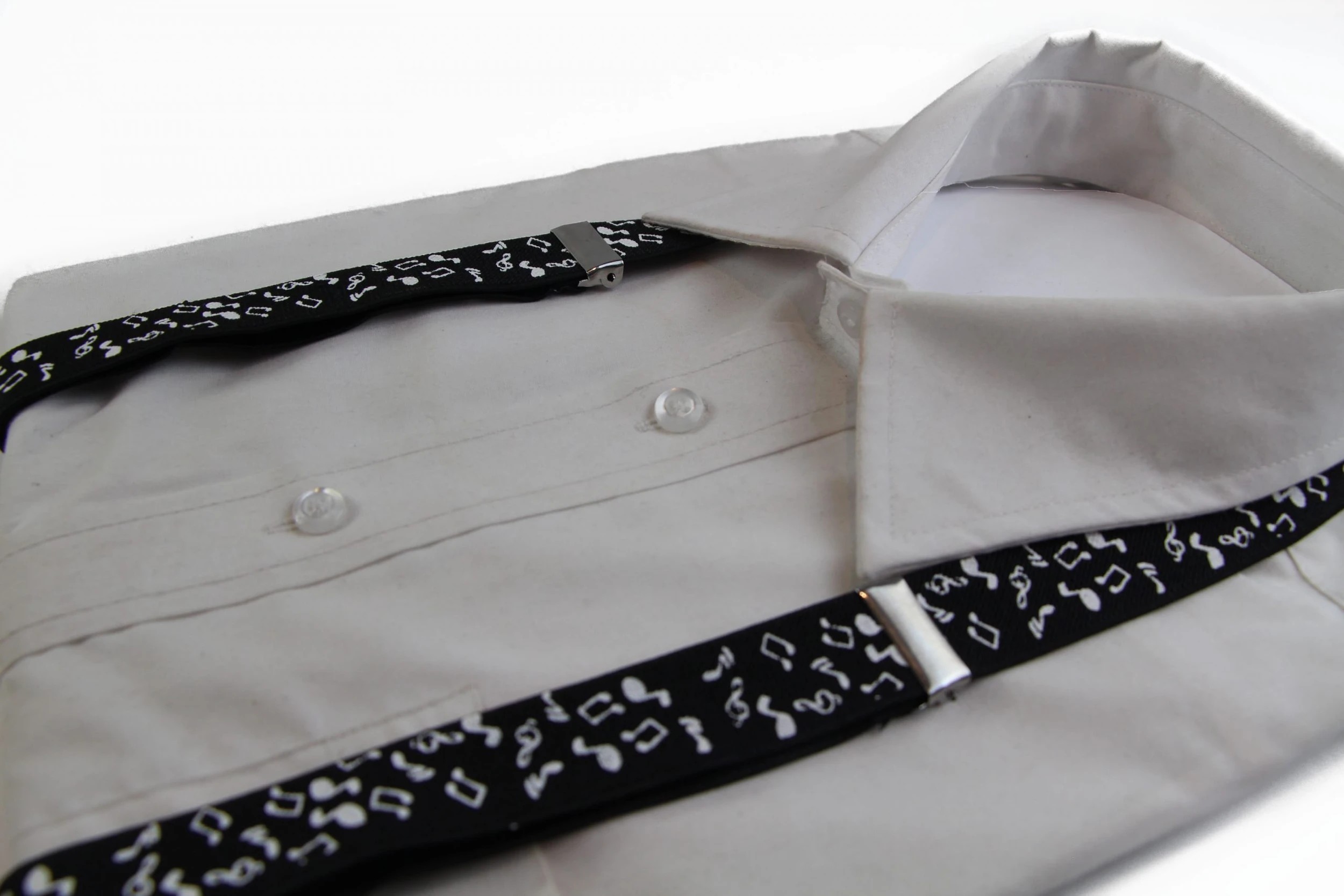6 Zasel Mens Adjustable Black With White Music Notes Patterned Suspenders - Multi - Multi, 6 of 7